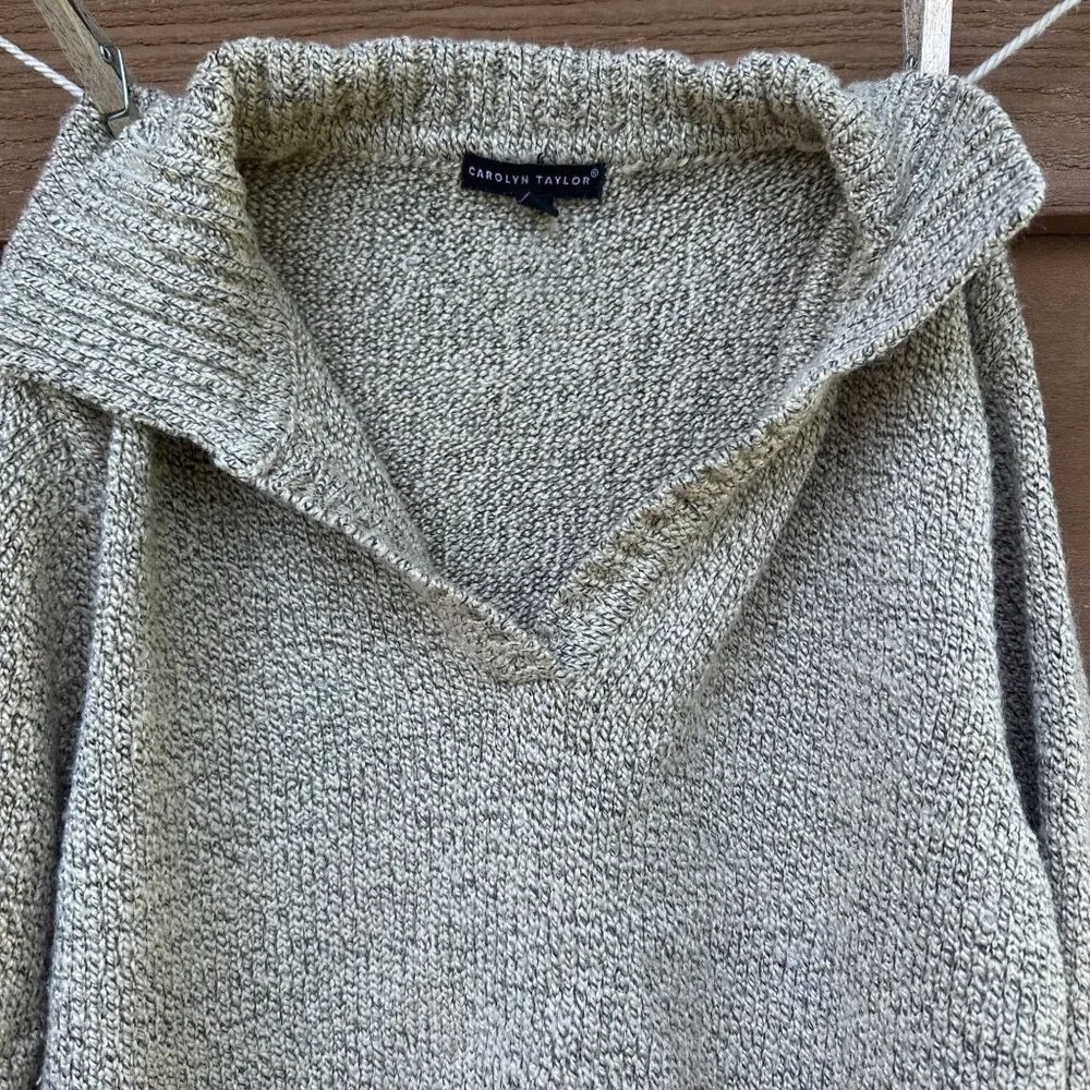 Vintage Carolyn Taylor Womens V-Neck Sweater Size L Gray Knit Acrylic Blend - Picture 6 of 7